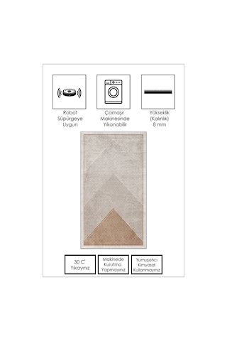 West Home Makinede Yıkanabilir Kaymaz Taban Leke Tutmaz Salon Halısı Mutfak Halısı Ve Yolluk Wh 586 Sand