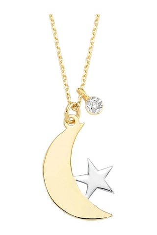 Altın Küçük Pırlanta Taşlı Ayyıldız Kolye AS82PKL AltınSepeti