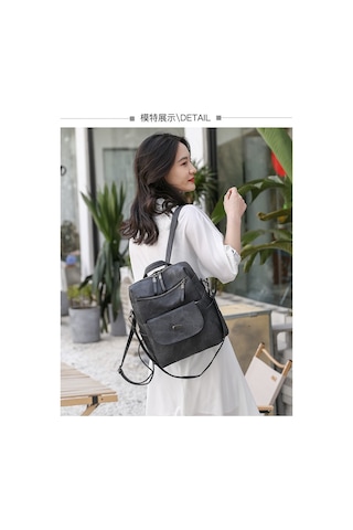 Çanta Büyük Kapasiteli Kadın Sırt Çantası Omuz Çantası Kadın Siyah