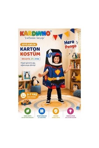 Kardinno Hero Pengo Eğitici Oyuncak Karton Giyilebilir Çocuk Kostümü Etkinlik Parti Kostümü Çok Renkli