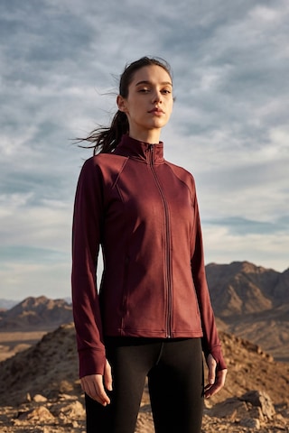 Tommy Life Bordo Fermuarlı Dik Yaka Basic Rahat Form Kadın Koşu Ceketi - 97310 Bordo