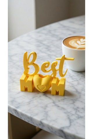 Best Mom Kalp Detaylı Masaüstü Biblo Modern 3d Baskı Dekor Ürünü Hediyelik Anneler Günü Hediyesi