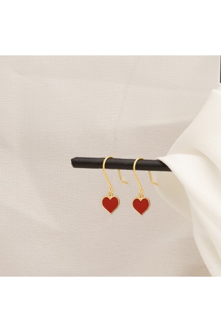 Dkmn Gümüş 925 Ayar Gümüş Mineli Kalp Küpe