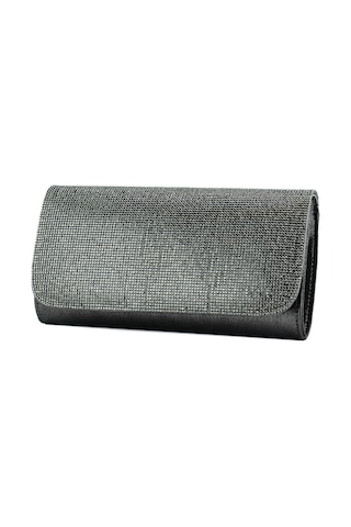 Erkan Saçmacı Antrasit Kristal Taşlı Zincir Askılı Manyetik Kapaklı Abiye El Çantası Antrasit