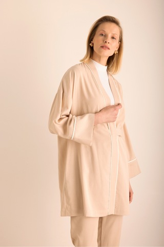 Aker Kemeri Düğme Detaylı Cotton Kap Bej Bej
