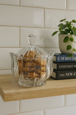 Milan Şekerlik - Dev Boy - Kristal Milan Şekerlik - Kalın Cam Kapaklı - Ağır Cam - Kaliteli Şeffaf Cam