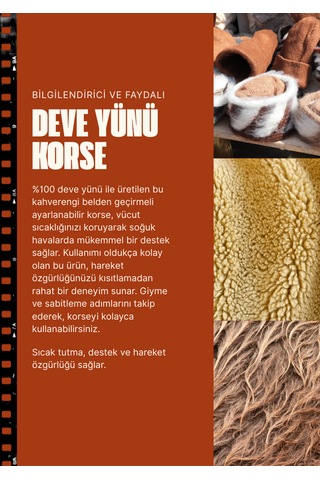 5.mevsim Hakiki Deve Yünü Thermal Korse - Unisex Açık Kahverengi - Camel