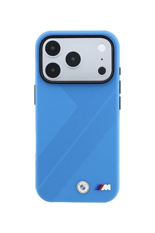 Apple Uyumlu iPhone 18 Pro Uyumlu Kılıf Bmw Lisanslı M-safe Özellikli M Logolu Lastik İzi Desenli Kapak Mavi