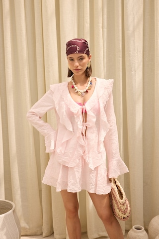 Mai Collection Aliza Pembe Gömlek Şort Takım