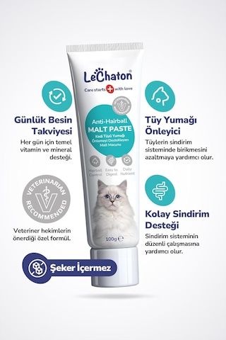 Kedi Tüy Yumağı Önleyici Malt Kedi Tüyü Döküm Dökülmesi Önleyici Engelleyici Kedi Maltı - 100 Gr