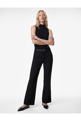Koton Slim Fit Normal Bel Kemerli İspanyol Paça Pantolon Siyah 6sak40149uw Siyah