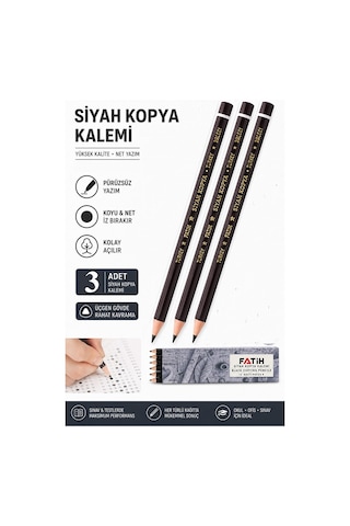 Siyah Kopya Kalemi 3 Adet Fatih Dermo Siyah Kopya Kalemi Deri Ve Cilt Kalemi