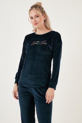 Lela Regular Fit Yumuşak Dokulu Kadife Bayan Pijama Takımı 6094200W4 Lacivert