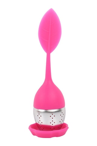 Sones Paslanmaz Çelik Yaprak Şekli Silikon Çay Poşeti Çay Süzgeçleri Gül Kırmızısı