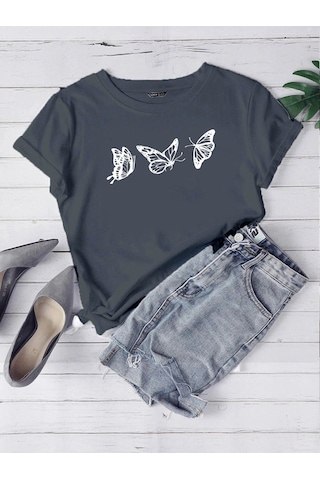 Uçan Kelebekler Süprem T-shirt - Füme Baskılı Oversize Bisiklet Yaka Kısa Kol Tişört Gri Uçan Kelebekler Süprem T-shirt - Füme Baskılı Oversize Bisiklet Yaka Kısa Kol Tişört Gri