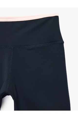 Koton Yüksek Bel İnterlok Slim Fit Spor Biker Tayt Lacivert 7wak40172nk