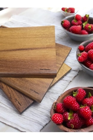 F& S Woodart Iroko Tek Parça - Yekpare - Masif Doğal Ağaç Ahşap Büyük Boy 40 X 27,5 Cm Kesme Tahtası Diğer