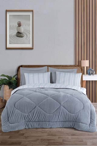 Wellsoft Yorgan Çift Kişilik Soft Line Gri Gri