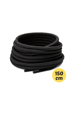 150 Cm Siyah Fitilli Yuvarlak Bot Bağcığı,1 Çift Siyah