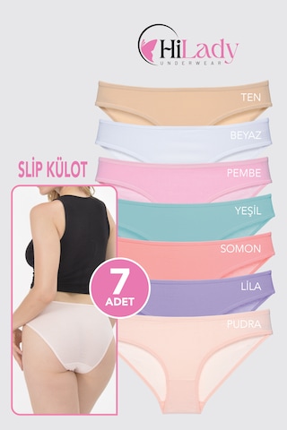Kadın Külot 7 Li Paket Likralı Soft, Ve, Siyah, Renkler Pamuklu, Yumuşak,külot Beyaz-Ten