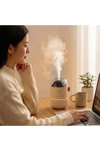 Aydınlatmalı Ortam Nemlendirici 280 Ml Ahşap Odun Ateşi Tasarımlı Ultrasonik Hava Nemlendirici Ve Aroma Difüzör Soğuk Buhar Makinesi Led
