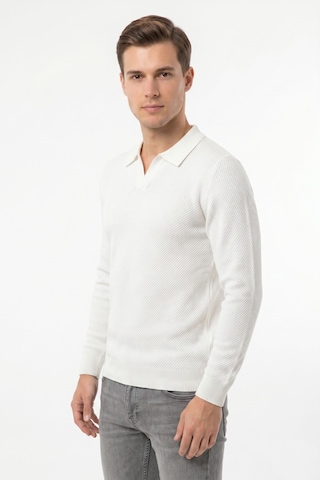 Foterman Erkek Spor Polo Yaka Mevsimlik Kazak Bgl-st05444 Beyaz