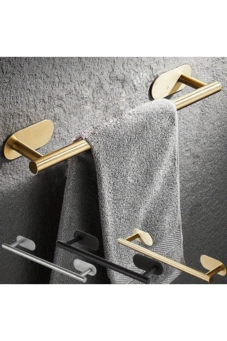 Fosenze Gümüş Renkli Otomatik Yapışkan Paslanmaz Çelik Havlu Rakusu - Delme Dirençli Tasarım, Hızlı Kurulum, Evini Düzenli Tutar 40 Cm Gümüş