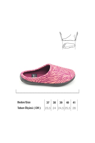 Gezer Kadın Kışlık Pu Rahat Taban Desenli Ev Bahçe Gondol Terlik Mor