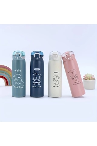 Trendooze Gaojunshop01 Pembe 500ml Paslanmaz Çelik Termos Matara, Pratik Pipetli Tasarım Pembe