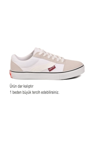 Walkway Beyaz Dar Kalıp Nefes Alan Bağcıklı Keten Erkek Spor Ayakkabı Sneaker 1002 G