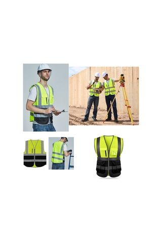 Ranyeek Vm-1002 Çift Taraflı Fosforlu Emniyet Yeleği - Çalışma, Bisiklet, Trafik İçin Yüksek Parlaklıklı, Çok Cepli, Yıkama Kolay Sarı-siyah, M Siyah Ve Sarı