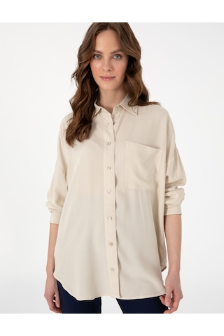 Pierre Cardin Kadın Krem Gömlek Desenli 50311567-vr071 Krem