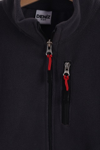 Monox Çocuk Lastik Manşetli Fermuarlı 3 Cepli Unisex Polar Ceket Füme