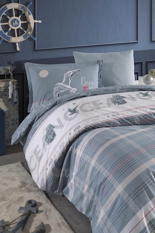 Clasy %100 Pamuk Tek Kişilik Nevresim Takımı Ocean V1 Mavi Mavi