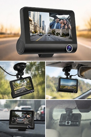 Mega Oto Market Araç İçi 3 Kameralı Araç Kamerası 140 Geniş Açı 1080p Full Hd Gece Görüşlü Yol Kayıt Sistemi