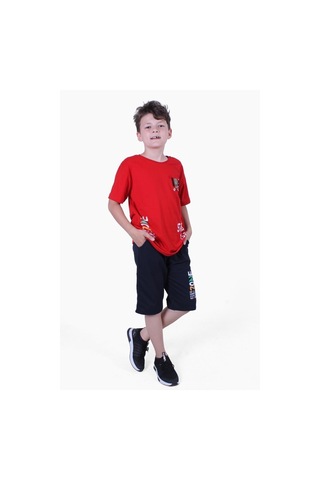 Fyk Kids 3'lü Nuk Dg Zoone Vintage Yazı Detaylı Erkek Çocuk Yazlık Takım Çok Renkli