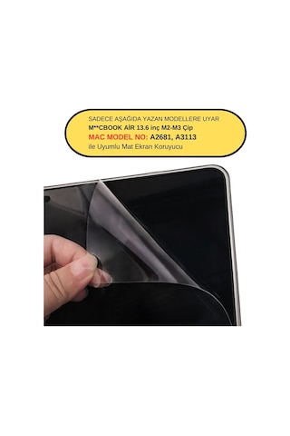 Macbook Air 13.6 İnç M2 M3 M4 Uyumlu Mat Anti Glare Ekran Koruyucu Yansima Onleyici Goz Yormaya