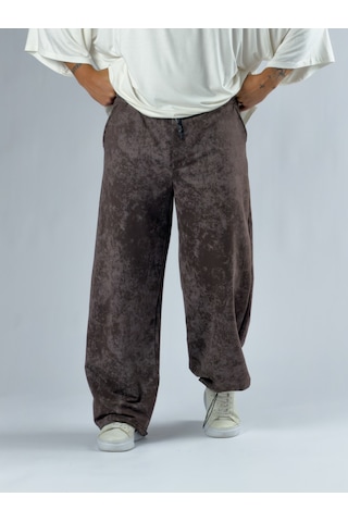 Cocopelli Paça Ayarlamalı Desenli Kahverengi Erkek Baggy Pantolon Coc3352