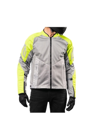 Icon Mesh Af Korumalı Motosiklet Montu Gri Sarı