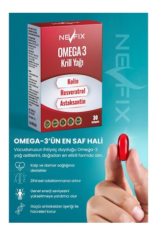 Nevfix Krill Oil Omega3 Kolin Resveratrol Astaksantin 2x30 Softgel