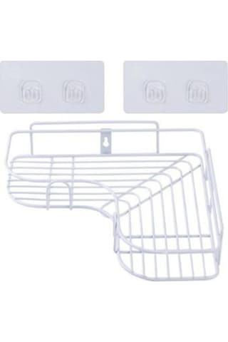 Beyaz Demir Banyo Rafı Duş Duvara Monte Şampuan Depolama Tutucu Vantuz İle Hiçbir Sondaj Mutfak Depolama Banyo Aksesuarları Beyaz