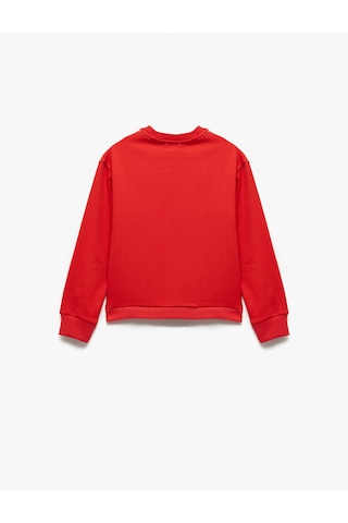 Koton Şardonlu Uzun Kollu Bisiklet Yaka Pamuklu Unicorn Baskılı Sweatshirt Kırmızı 6wkg10173ak Kırmızı