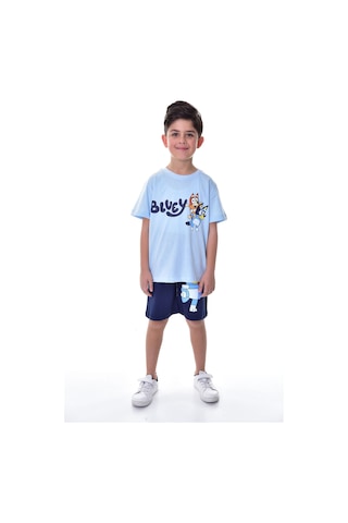 Zuzunga Bluey Baskılı 2'li Şort - T-shirt Çocuk Takım Mint Mint Yeşili