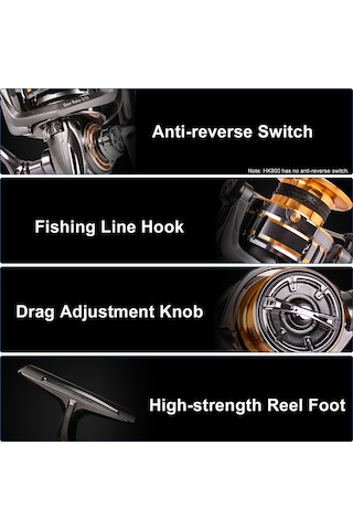 Tenfowee Hk3000 Modeli Derin İki Renkli Metal İp Kasesi Spinning Olta Makinesi, 8kg Maksimum Sürtünme, 7+1 Topak Yataklı