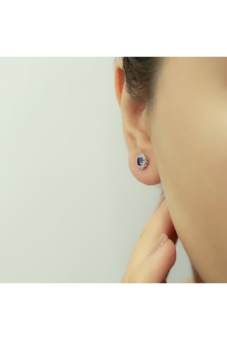 Lova Pırlantalı Oval Safir Anturaj Küpe - 3050004