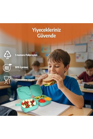 Eynel Bölmeli Beslenme Kutusu, Çocuk Kahvaltı Saklama Kabı, Öğrenci Okul Piknik Kamp İş, Öğle Yemeği Yiyecek Koyma Çantası Kırmızı - Resimsiz