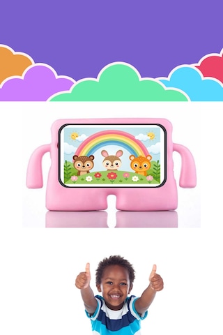 Fuchsia Casper Vıa S50 Tablet İle Uyumlu Kuki Eğlenceli Standlı Yumuşak Çocuk Tablet Kılıfı Korumalı Kapak