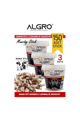 Algro Dana Etli Lokmalık Munchy Stick 50 Adet 3 Kova