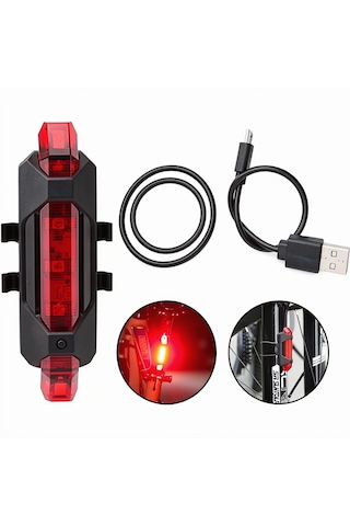 Led Uyarıcı Lamba 4 Modlu Kırmızı Bisiklet Scooter Motosiklet Siyah