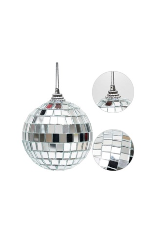 Disco Topu Aynalı Gümüş 8 Cm 3 Lü